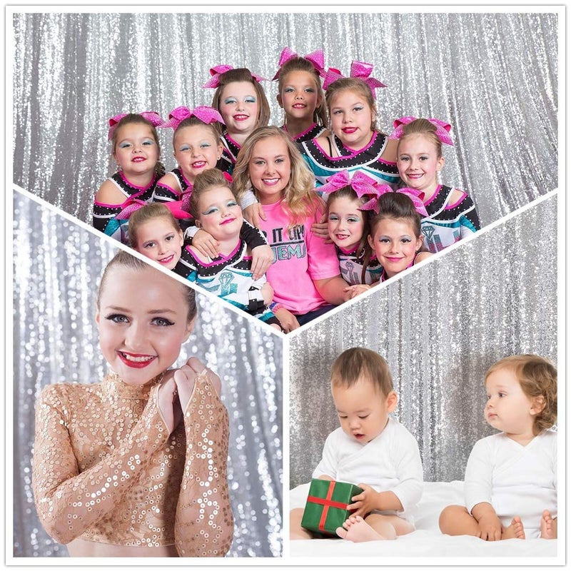 Eternal Beauty Silver Sequin Backdrop, 7x7 Ft Glitter Background Curtains for Shimmer Photography Party Wedding Birthday Back Drop Decor - Image 4